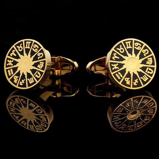 KFLK High-end Cufflinks French Shirt Twelve Constellations Guardian Cuff Nails Men's Cuff Buttons Cufflinks Golden Twelve Constellations K054