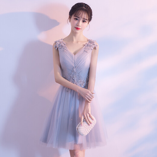 Noliti banquet evening dress for women 2025 new host bridesmaid celebrity graduation student party dress light purple long S