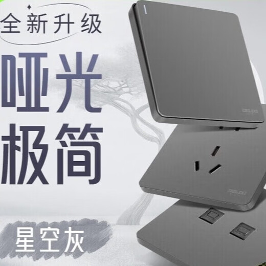 Delixi Electric Delixi switch socket simple panel one open double control five holes 10A household concealed installation 86 type 502 starry sky gray one open double control five holes