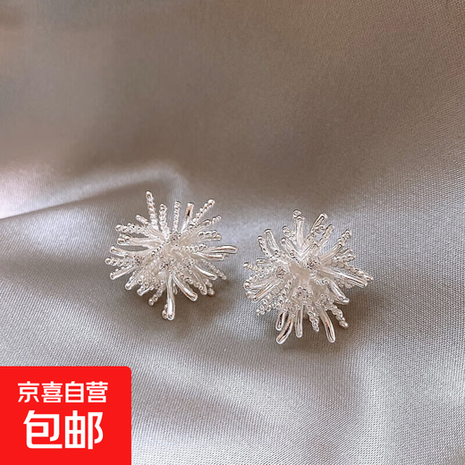 S925 Silver Needle Dandelion Fireworks Earrings for Women High-end and Unique New Earrings Niche Design Light Luxury Earrings S925 Silver Needle Dandelion Fireworks Earrings