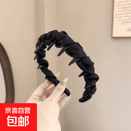 French satin wrapped toothed hair hoop for women 2025 new high skull anti-slip headband high-end temperament hair accessory black satin