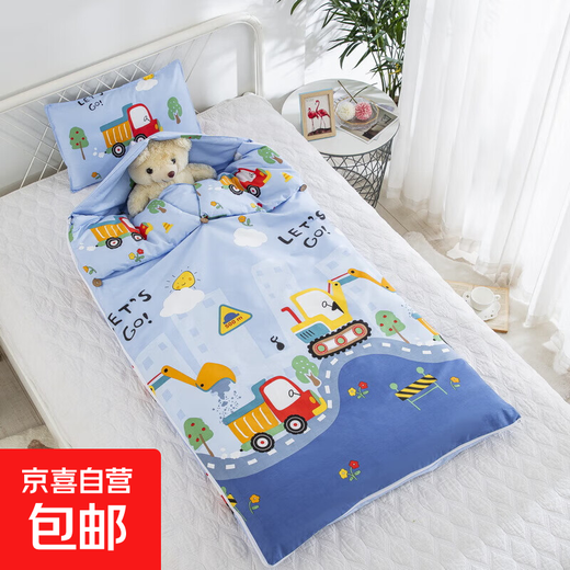 Children aged 0-12 years old student sleeping bag anti-kicking quilt autumn and winter plus velvet baby sleeping bag baby thickened winter universal four-season excavator soft and comfortable 80X150cm cotton mother-in-law liner