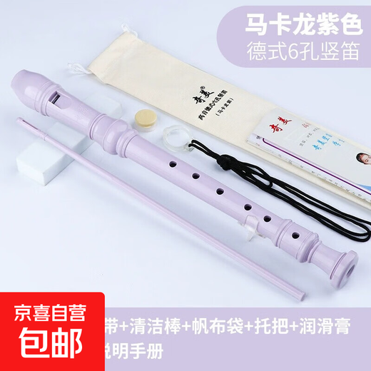 Flûte à bec de style allemand à 6 trous et 8 trous pour élèves du primaire avec six trous à huit trous pour enfants adultes flûte anglaise GF instrument aigus de style allemand Maca violet 6 trous + sac en tissu