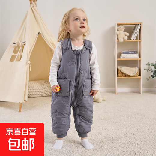 Children's overalls for boys and girls in autumn and winter, one-piece velvet cotton pants, baby open-fit children's infant thickened outer pants, quiet gray 90 Height 75-85cm/weight 25Jin Jin is equal to within 0.5 kg