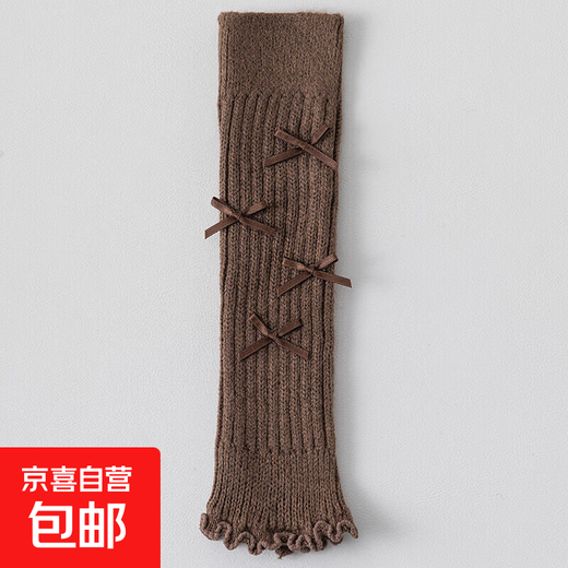 Socks, baby leg covers for girls, spring, autumn and winter, thickened warm wear, calf lolita pile, brown bow*3 pairs, one size fits all, 0-8 years old