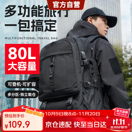 JINSHIWQ旅行双肩包背包男登山包大容量长途户外出差户外 【基础款】-80L