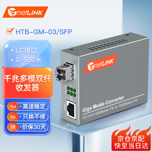 NetLINK HTB-GM-03/SFP Gigabit multi-mode dual-fiber optical fiber transceiver SFP photoelectric converter LC interface external power supply commercial grade one