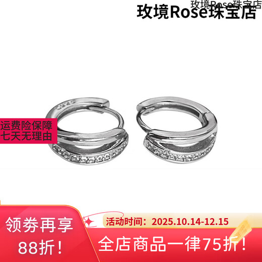 DL platinum earrings pt950 platinum earrings for women geometric double layer retro earrings simple design small geometric double layer earrings