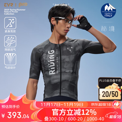 EVR cycling jersey men's short-sleeved printed top Italian Miti fabric high elastic breathable light mountain sea gray L