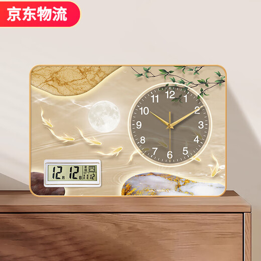 KODO Creative Simple Desktop Clock Office Ornament Perpetual Calendar Bedroom Living Room Table Clock Silent Home Desktop Clock Like a Fish in Water Calendar 20*30cm No Specifications
