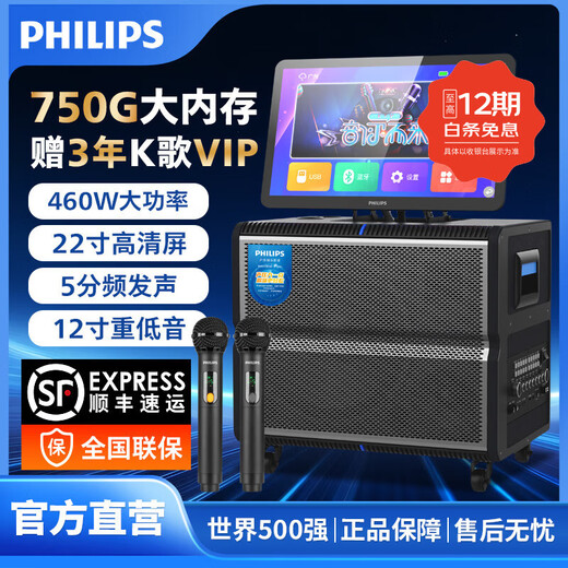 Philips (PHILIPS) SD380A new square dance ktv audio home karaoke video all-in-one outdoor trolley speaker portable karaoke machine audio professional karaoke microphone complete set Philips SD380A new