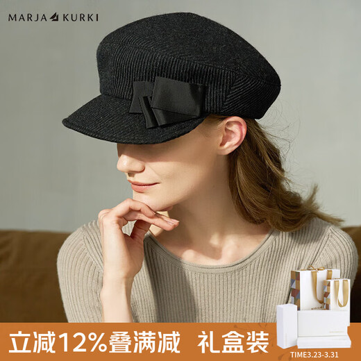 Maria Gucci all-match peaked cap with face, small top hat, warm wool hat, female modern girl 6QQ353199 black