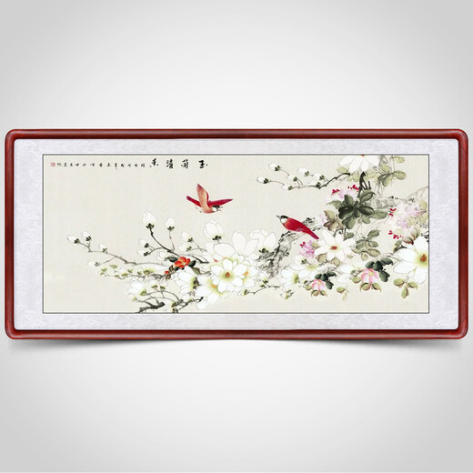 Xundian Chinese painting persimmon living room decoration painting Chinese restaurant study hanging painting sofa background wall bedroom landscape ink calligraphy and painting Magnolia fragrance solid wood with frame 63*123 cm