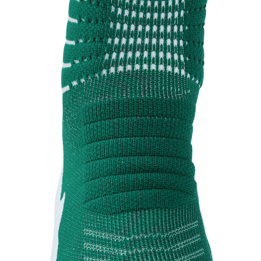 Basketball socks, professional sports basketball men's sports socks, mid-tube anti-odor, anti-slip, thickened towel bottom elite socks green/white (single and double)