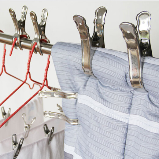 Kasan stainless steel clip large clothes hanger clip quilt clothes drying rack clip windproof quilt sock clip trouser clip 9cm medium quilt clip - 8 pieces