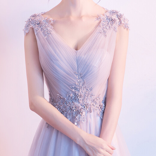 Noliti banquet evening dress for women 2025 new host bridesmaid celebrity graduation student party dress light purple long S