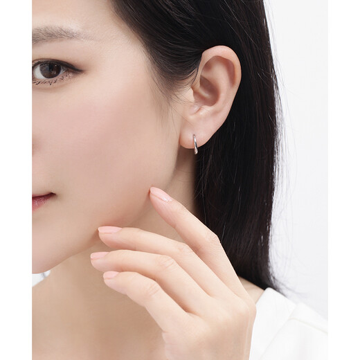 Ming brand jewelry platinum Pt950 white gold simple glossy hoop earrings earrings for women BFH0027 platinum earrings about 1.07 grams