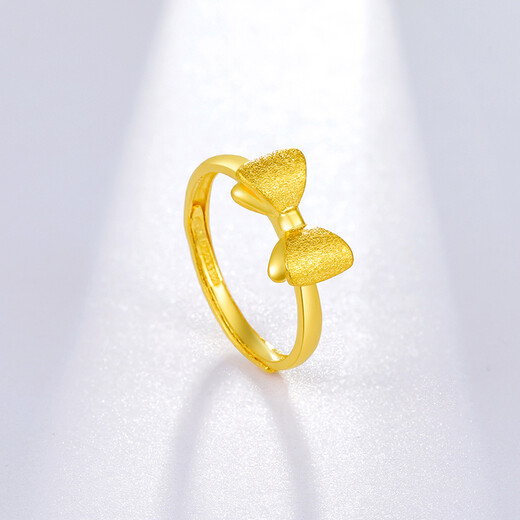 Saturday Fortune (ZLF) Gold Ring Women's Gold 999 Bow Cute Ring Price No. 12-3.82g
