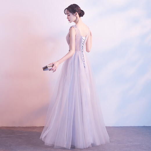 Noliti banquet evening dress for women 2025 new host bridesmaid celebrity graduation student party dress light purple long S