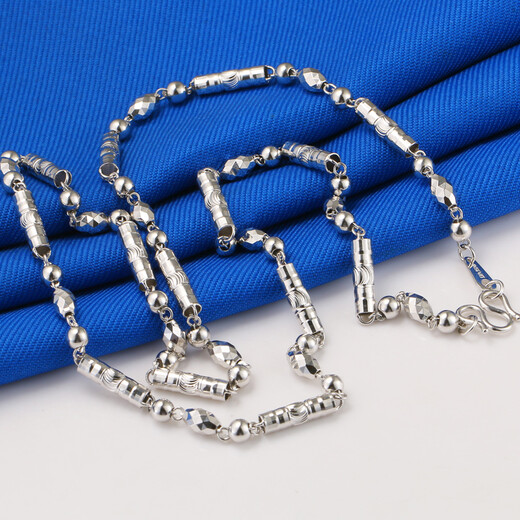 Qianying Jewelry platinum necklace for men and women pt950 platinum chain cylindrical round beads olive chain transfer beads for husband weighing 11.4-15g platinum pt950 supports inspection