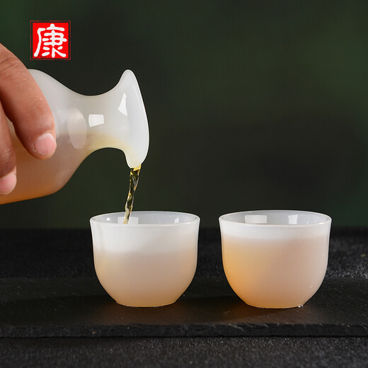 Changyin imitation jade wine glass glazed jade classical small wine glass Chinese wine glass set household white wine glass yellow wine glass one cup eight