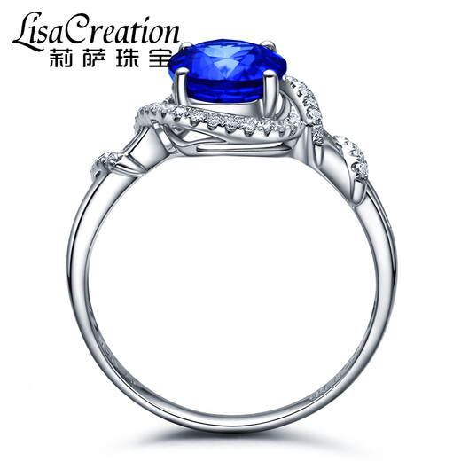 Lescreation Lisa Jewelry Natural Tanzanite Diamond Ring White 18K Gold Set with Blue Gemstone South African Diamond Women's Ring Colorful Treasure 3.0 Carat Tanzanite Ring 5A