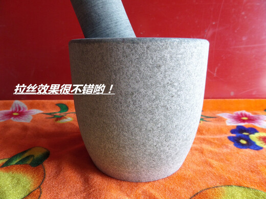 Qihuijie natural new bluestone stone mortar household garlic pounder medicine jar pounder mask 12 cm hammer pounder
