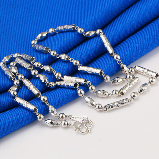 Qianying Jewelry platinum necklace for men and women pt950 platinum chain cylindrical round beads olive chain transfer beads for husband weighing 11.4-15g platinum pt950 supports inspection