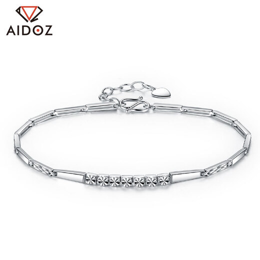 Aido Diamond pt950 platinum bracelet for women, fashionable platinum shiny bamboo flower bracelet gift for girlfriend, weight 4.4-4.6g, length 17+2cm