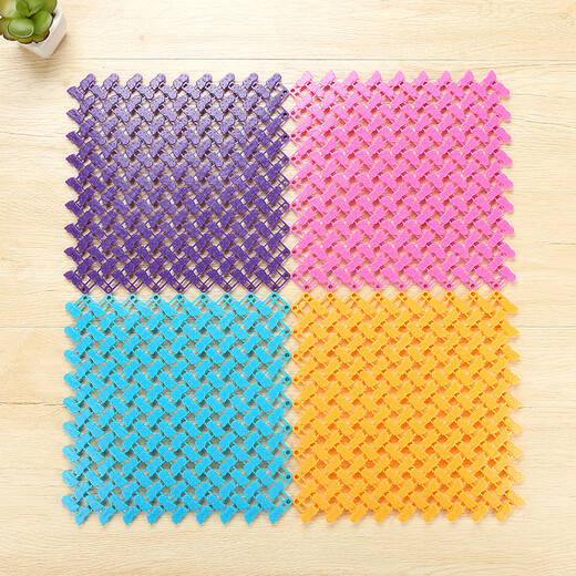 Zhengba colorful big feet bathroom splicing floor mats water-proof floor mats free splicing bathroom non-slip mats kitchen cuttable floor mats toilet partition water foot mats shower violet 25*25cm
