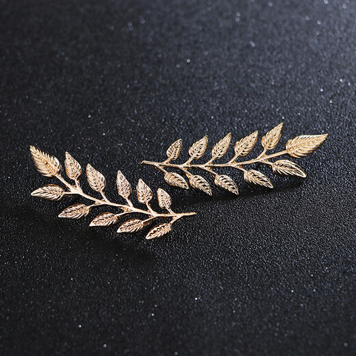 VISITEZ les chemises pour hommes et femmes décorées de feuilles d'arbre dorées rétro en trois dimensions, broche d'oreille de blé, collier à épingles, clip de col à boutons pour femmes, or or gtrd