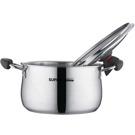 SUPOR small red circle 304 stainless steel soup pot 22cm double bottom thickened stew pot induction cooker universal ST22Z1