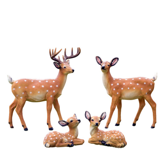 Hongri Guanghui courtyard outdoor garden forest animal decorations resin fiberglass simulated sika deer sculpture ornaments a pair of small lying deer