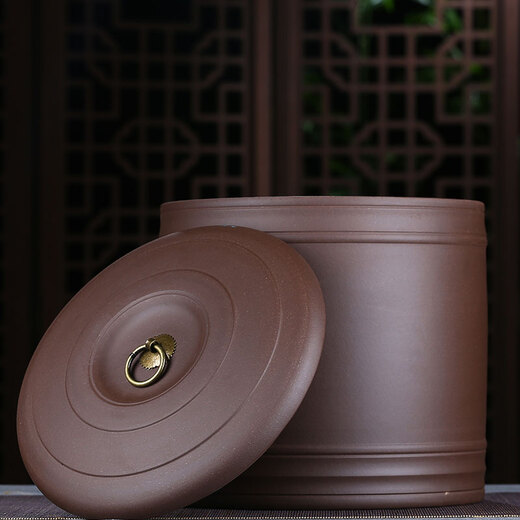 Yile Tao Yixing purple clay tea jar sealed ceramic tea storage jar Pu'er Qizi cake large tea storage jar sealed jar tea box promotional model (purple clay model) 7 cakes