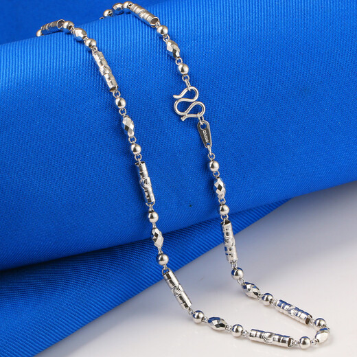 Qianying Jewelry platinum necklace for men and women pt950 platinum chain cylindrical round beads olive chain transfer beads for husband weighing 11.4-15g platinum pt950 supports inspection
