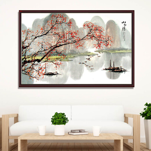 Jumengwu moderne einfache Wohnzimmerdekoration Malmalerei Nordisches Sofa Hintergrund Wand Restaurant Frisch hängende Malerei Wandbauer Pastoralpflanzen TE3887 80*120 cm