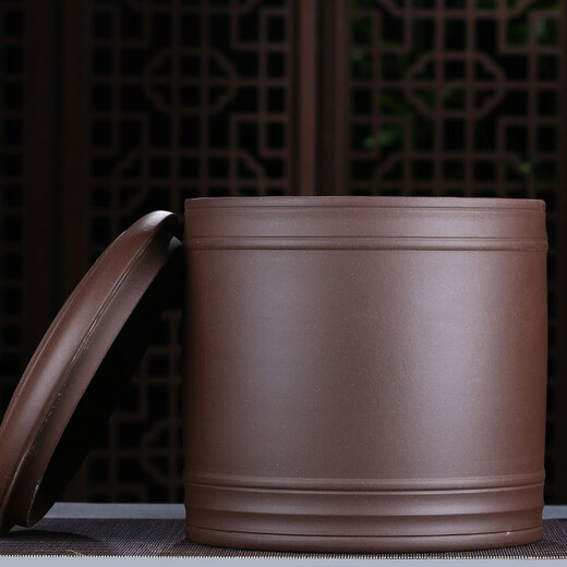 Yile Tao Yixing purple clay tea jar sealed ceramic tea storage jar Pu'er Qizi cake large tea storage jar sealed jar tea box promotional model (purple clay model) 7 cakes