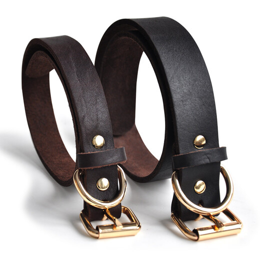 Chukchi (CHUKCHI) DIY cowhide pet collar for large dogs, pet supplies, leather collars for small and medium-sized dogs, calfskin M-medium dogs recommended 25-42CM