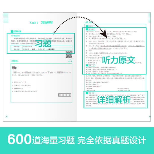 Japanese Red and Blue Book Series Green Book New Japanese Language Proficiency Test N1 Listening Comprehension (Detailed Explanation + Practice) (With Bonus Audio)