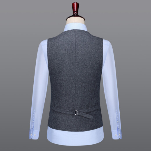 GMONS Wool Suit Vest Men's Business Workwear Sleeveless Vest Vest Men's Casual Wedding Slim Thick Vest Gray 50 Sizes 180/96A