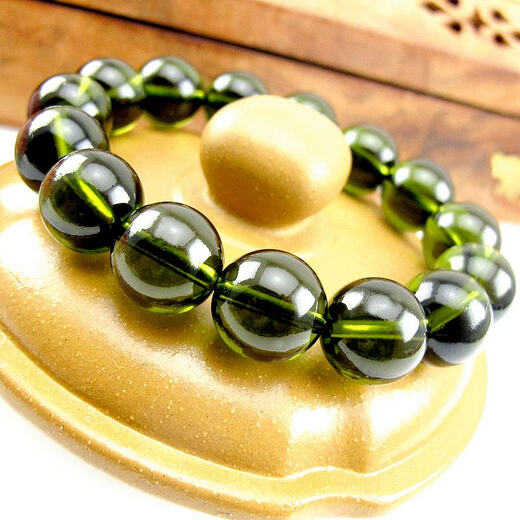 Xiangshi edge ice transparent 14mm Czech meteorite bracelet men and women bracelet glass meteorite