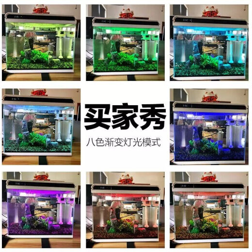 SUNSUN fish tank ultra-white glass goldfish tank living room desktop home aquarium with fish tank light oxygenation water pump 48cm long smart high-end fish tank built-in cotton and filter material