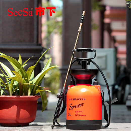 Shixia (seesa) Shixia brand watering kettle, gardening watering kettle, watering flower, pesticide sprayer, agricultural manual air pressure sprayer 3L with all-copper telescopic pole