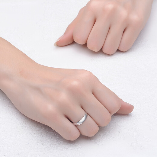 Zhenai (zhenai) Pt999 platinum ring smooth couple ring men and women platinum couple ring plain ring wedding ring Zhenai PT999 ring No. 10 4.06g
