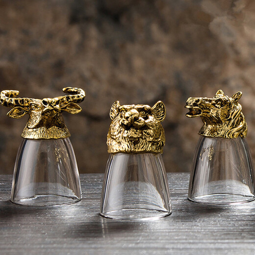 12 zodiac wine glasses, wine utensils & wine vessels for elders, leaders, friends, husbands, teachers, birthdays, customer gifts, custom gifts for fathers, Dragon Boat Festival, Mid-Autumn Festival, teachers, New Year and Spring Festival, company corporate gifts, 12 zodiac cups & wine dividers, customized gift boxes (copper color)