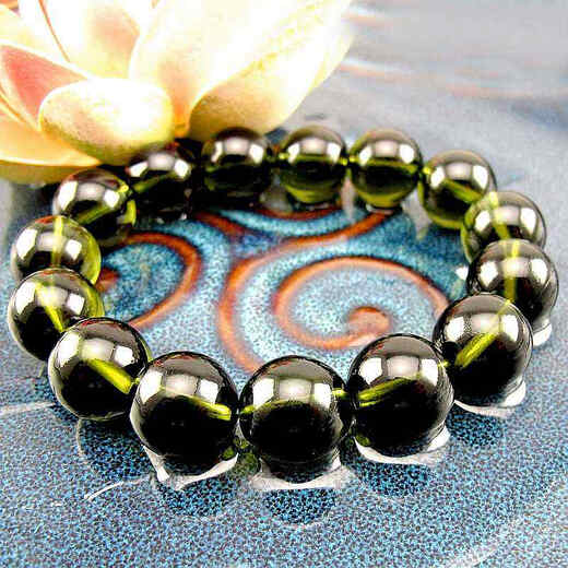 Xiangshi edge ice transparent 14mm Czech meteorite bracelet men and women bracelet glass meteorite