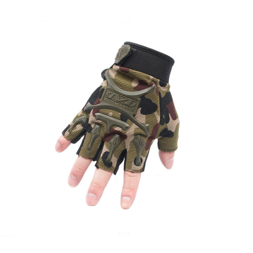 Children's camouflage gloves boys' new outdoor riding gloves half-finger sports breathable gloves girls' mountaineering fitness gloves st01 military fan training student gloves mountain summer gloves jungle camouflage under ten years old