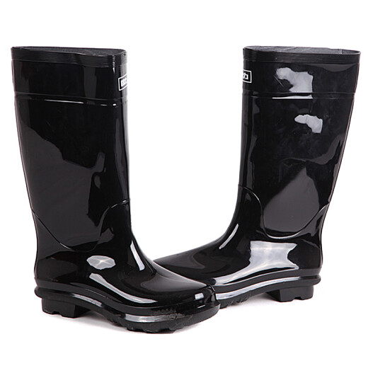 Pull-back rain boots men's rainy day rubber shoes outdoor fishing waterproof non-slip rain boots wear-resistant water shoes HXL818 black high 42