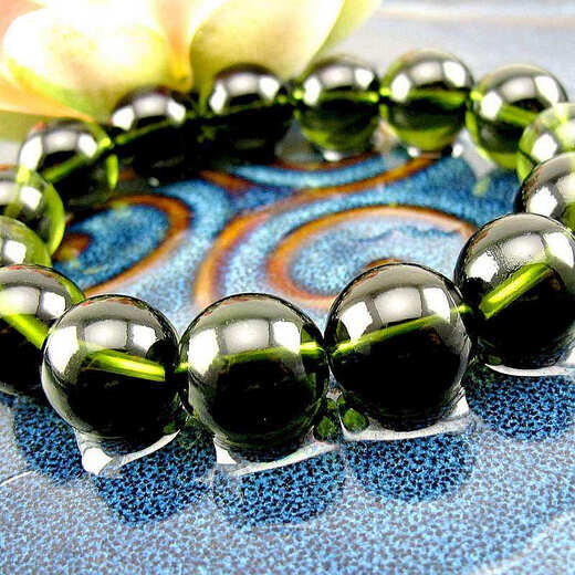 Xiangshi edge ice transparent 14mm Czech meteorite bracelet men and women bracelet glass meteorite