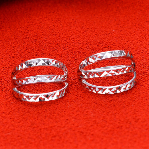 Yuanshengfu New PT950 Round Carved Platinum Ear Bag Fashionable Simple Versatile Platinum Earrings 1.54g